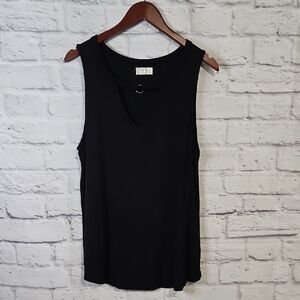 Black Sleeveless Tank Top With Cutout Neckline